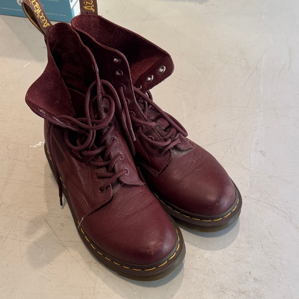 Dr. Martens Dark Red Leather Combat Boots
